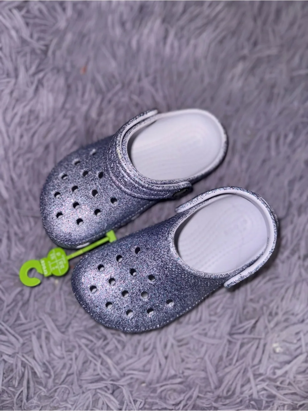 Kids Glitter Slip-On Crocs in Sparkle Lavender